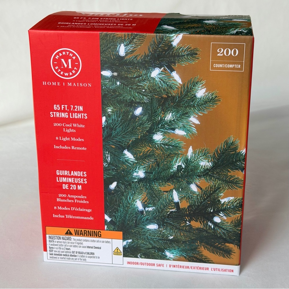 Martha Stewart 200 Cool White Holiday String Lights